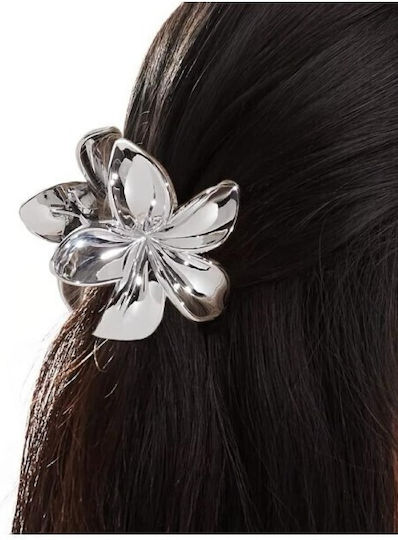 Claw Hair Clip Flower Shape Silver K 9600-Silver Silver