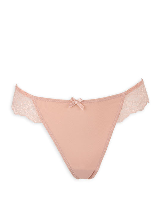Damen Zeichenfolge mit Spitze Salmon