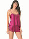 Primoda Summer Satin Babydoll Maroon
