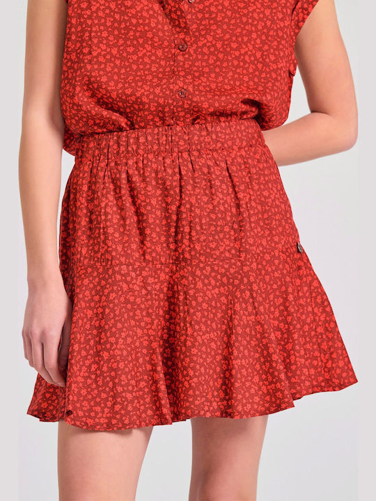 High-waisted Mini Skirt Floral Brown