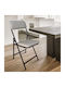 Foldable Dining Room Metallic Chair Brown/White 37x36x82cm