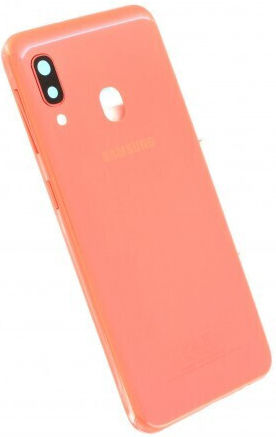 Samsung Galaxy A20e Akkuabdeckung+Kameralinse Koralle Orange Original