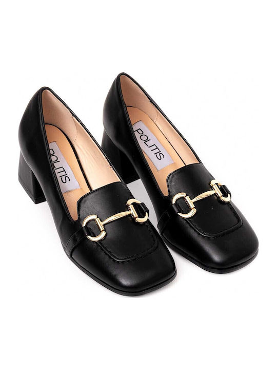 Anatomic Leather Black Medium Heels
