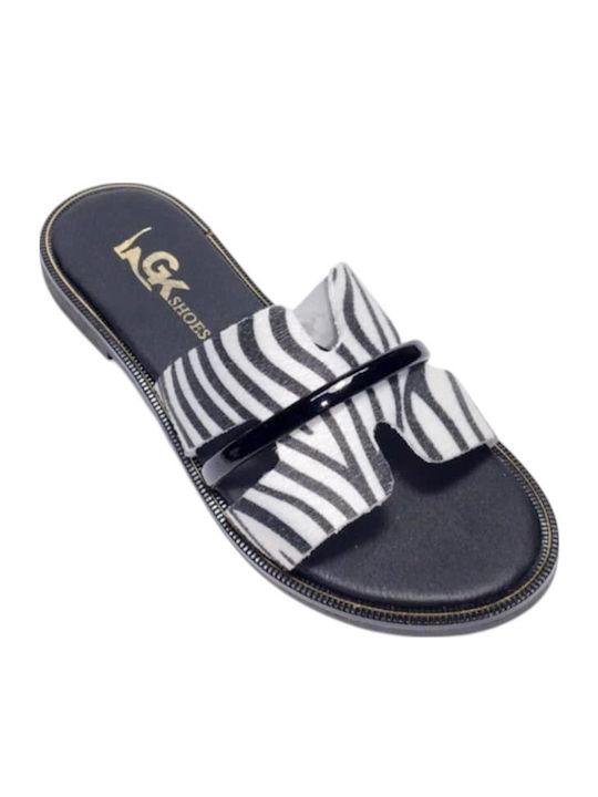 Leather Women's Flat Sandals Red-Black