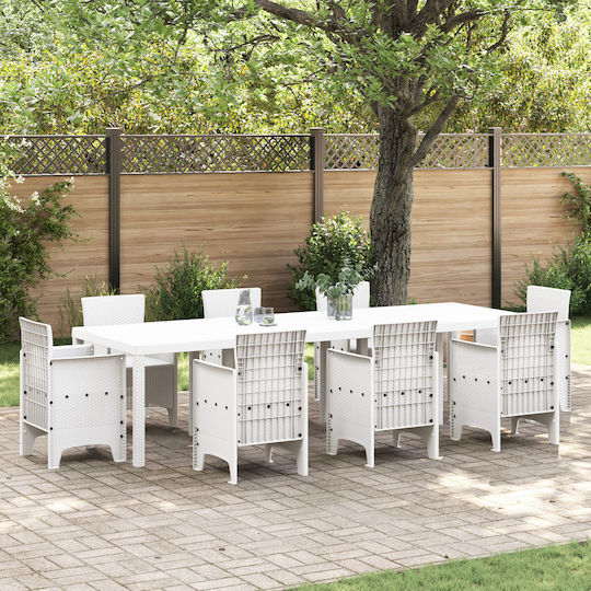 Τραπέζι Εξωτερικού Χώρου Rattan Λευκό 300x100x73εκ.