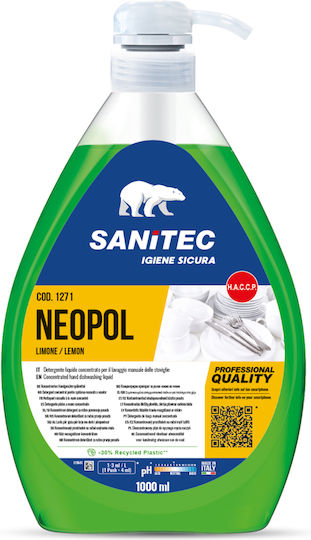 Sanitec Neopol Υγρό Απορρυπαντικό Πιάτων Αντλία Πλύσιμο Στο Χέρι Άρωμα Λεμόνι 1l