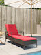 Deckchair Rattan with Cushion Brown 63x200x81cm.