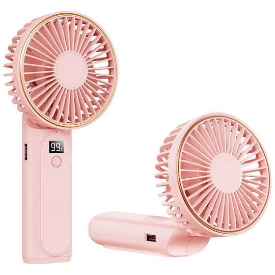 Ventilator Portabil Afisaj Led 6 Viteze Usb-c 5000mah Compact Eficient Roz