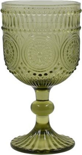 Fylliana Fl08 Set Gläser Wasser aus Glas in Grün Farbe Mit Stiel 6Stück