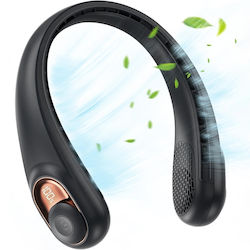 S9 Tragbarer Halsventilator Digitalanzeige 3 Geschwindigkeiten 5200mah 5800rpm Freihändig Wiederaufladbar Schwarz
