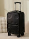 Kourk Cabin Hard Black Suitcase With 4 Wheels Height 52cm