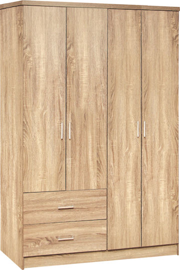 Real Τετράφυλλη Ντουλάπα 120x42.5x180.5cm Sonoma
