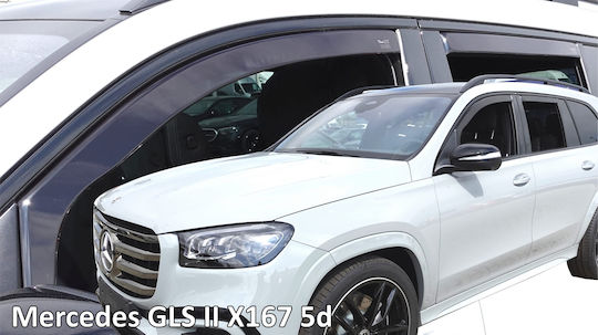 Heko Set of Windbreakers Front and Rear Car Dark Fime for Mercedes-Benz GLS 2019+ 4pcs
