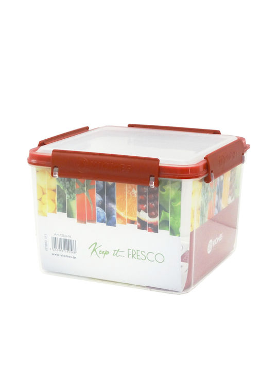 Viomes Microwave Plastic Lunch Box Burgundy 17.5x17.5cm