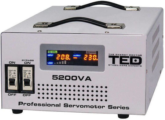 Ted Electric Automatic Voltage Stabilizer Servomotor 5000va 2 X Schuko + Terminal Block