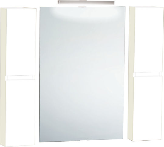 Pro Bagno Badezimmerspiegel LED aus Spanplatte mit Schrank 100x90cm Weiß
