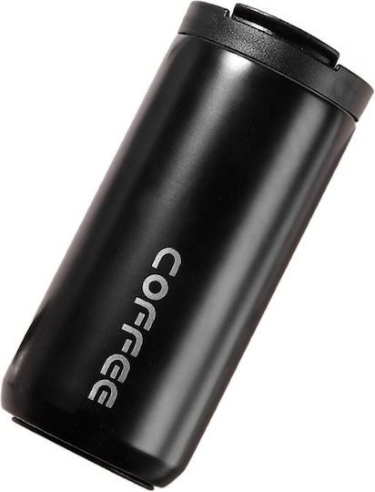 Uncle George Glass Thermos Stainless Steel 400ml Mouthpiece Black with Mouthpiece