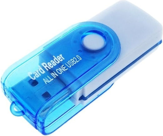 Cititor USB 2.0 MicroSD SDHC M2 Mmc Carduri de Memorie Cap Rotativ Albastru