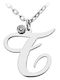 Personal Jewel Halskette Monogramm aus Weißgold 14K mit Diamant