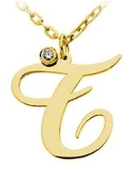 Personal Jewel Halskette Monogramm aus Gold 14K mit Diamant