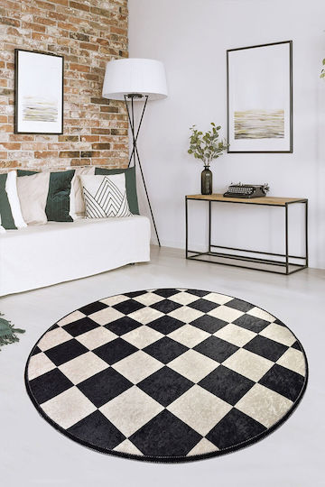 Conceptum Hypnose Dama Rug Round Black-white
