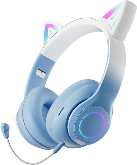 STN-07 Wireless On Ear Multimedia Headphone with Microphone Bluetooth Light Blue