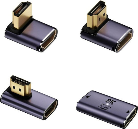 4smarts Set Adaptoare HDMI 8K 4 Bucăți Conector Cuplare Cablu În Sus În Jos Lateral Gri 541489