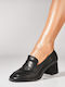 Leder Pumps mit mittelhohem Absatz Schwarz