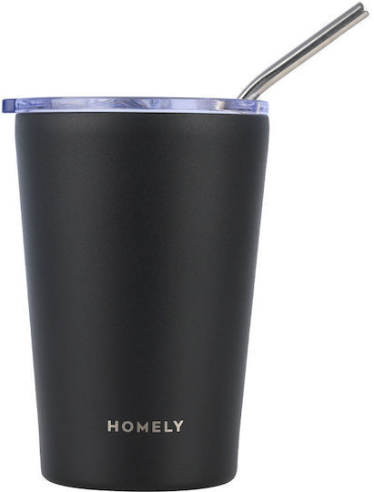 Homely Thermosflasche Tasse 400ml Mitternachts-Schwarz