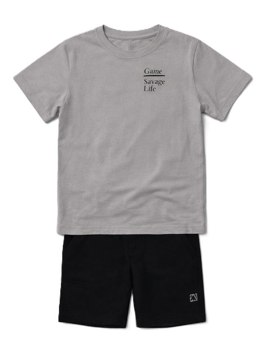 Kids Set with Shorts Summer 2 Pieces Grey Black-Grey