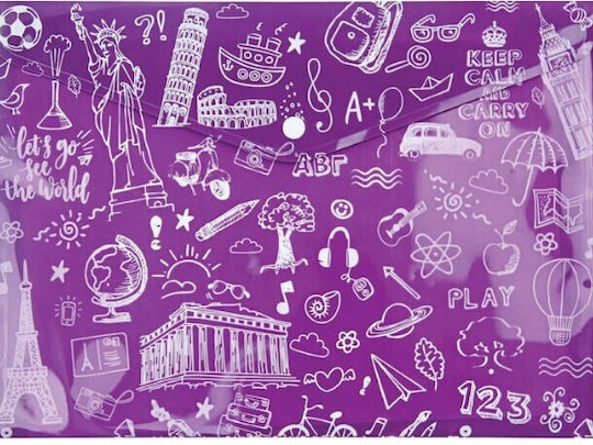 Typotrust Φάκελος Κουμπί Pp A4 Doodle Μπορντώ