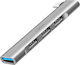 LogiLink USB-Hub 4 Anschlüsse USB 3.2 mit Anschluss an einen Computer USB-C / USB-A Graues