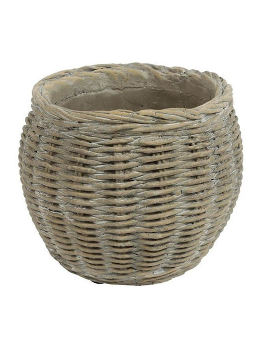 Atmosphera Rattan Look Ceramic Plant Pot Brown 14x14x11.2cm
