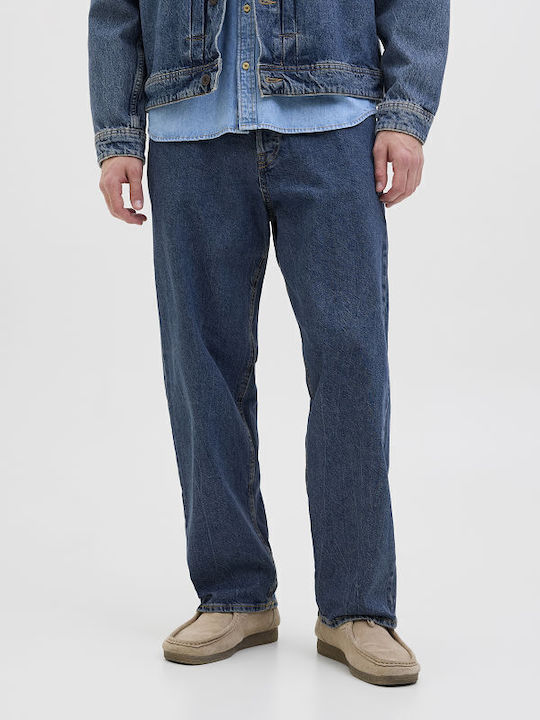 Men's Jeans Pants with Loose Straight Fit Blue