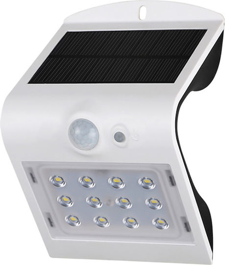 123led Επιτοίχιο Ηλιακό Φωτιστικό 1.5W 220lm Θερμό Λευκό 3000K με Αισθητήρα Κίνησης και Φωτοκύτταρο IP65