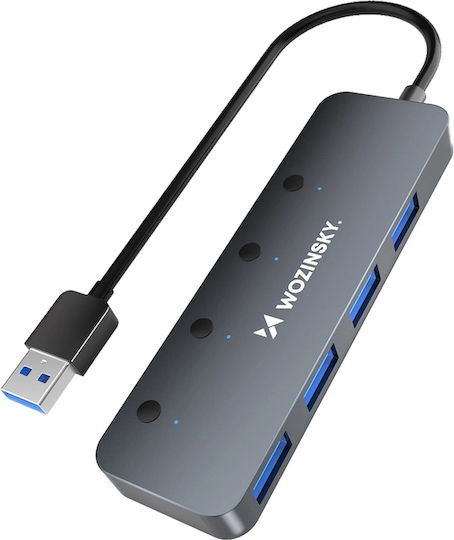 Wozinsky Hub 4 Θυρών USB 3.0 με σύνδεση USB-A Γκρι