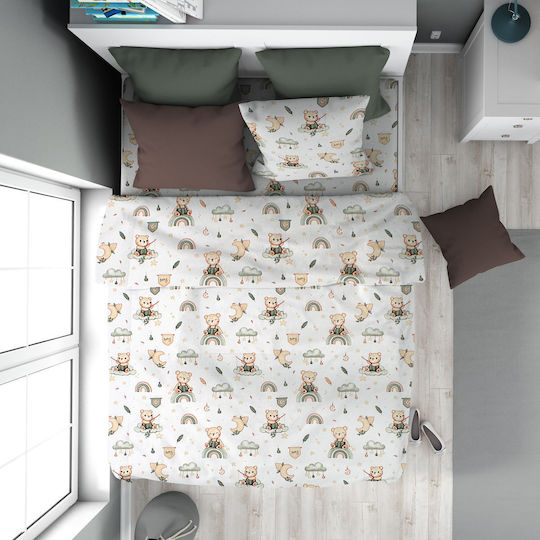 Dimcol Παιδικό Πάπλωμα Μονό White-olive 160x240εκ.