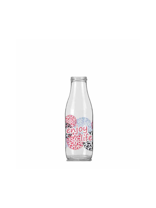 Homestyle Bottle Water Glass with Screw Cap Transparent 1000ml