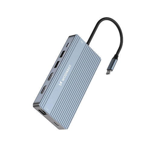 Wozinsky WDS03Y5S USB-C Docking Station mit HDMI 4K PD Ethernet und Verbindung 3 Monitore Gray