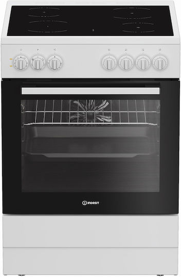 Indesit Herd 66Es mit Keramikkochfeldern B60cm. Weiß