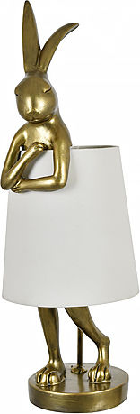 Tischlampe mit Weiß Schirm und Gold Basis
