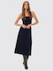 Midi Damenkleid Denim Blau Waschung 10705055-Blau