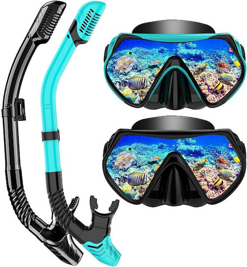 Mască De Scufundare Din Silicon Cu Snorkel Neagră