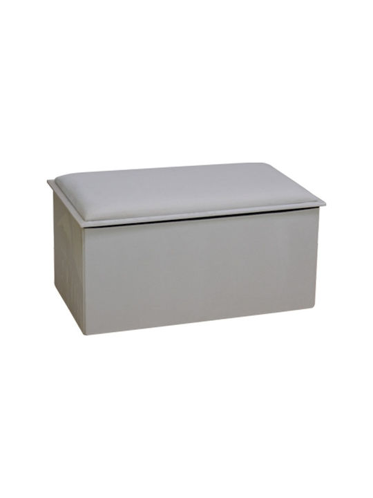 Stool For Living Room With Storage Space Upholstered with Velvet Koper Beige Shade 76x38x38cm