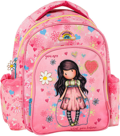 Santoro Gorjuss Triple Zip Rucksack Trolley - Fireworks Design, 41x43.5x16 Cm, Polyester Backpack With Fluffy Pom Pom