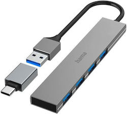 HAMA 200141 USB Hub 4 Θυρών (USB-A / USB-C) 00200141