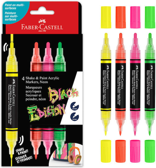 Faber-Castell Acrylic Markers Neon Colours 4pcs