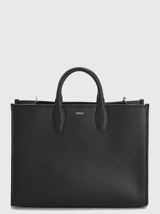 Boss Tote Bag Detachable Logo Strap Sandy Med Tote Black Shopping Bags Female Black 50547947-001