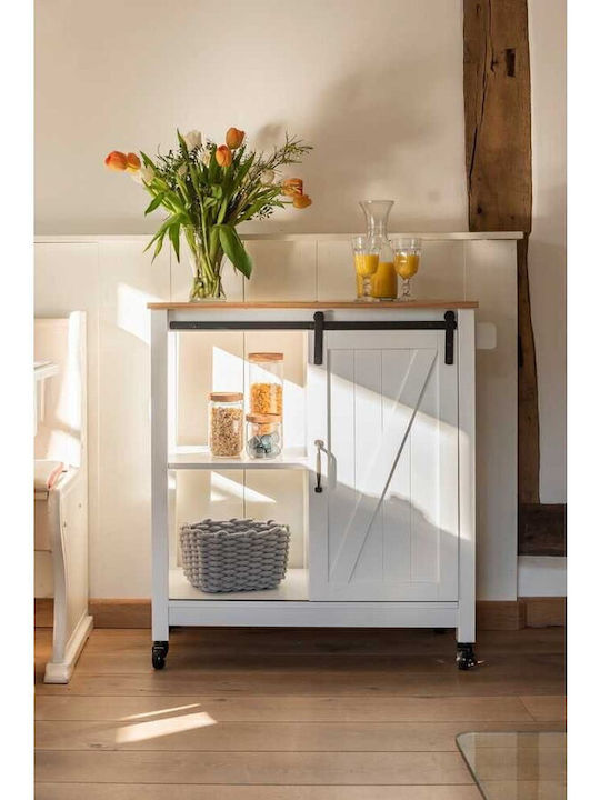 Wenko Wooden Kitchen Trolley 4 Tiers Green 80x40x88.5cm
