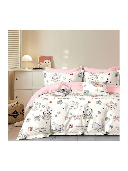 Pucioasa Set Husă de Pilotă Bumbac Dublă cu 2 Fețe de Pernă & 1 Cearsaf 200x230 Multicolor